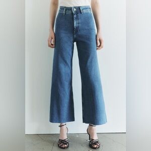 ZARA Marine Wide Leg Blue Jeans